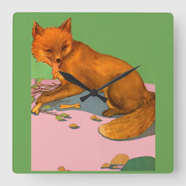 Beautiful Fox Quadratische Wanduhr (Vorderseite)
