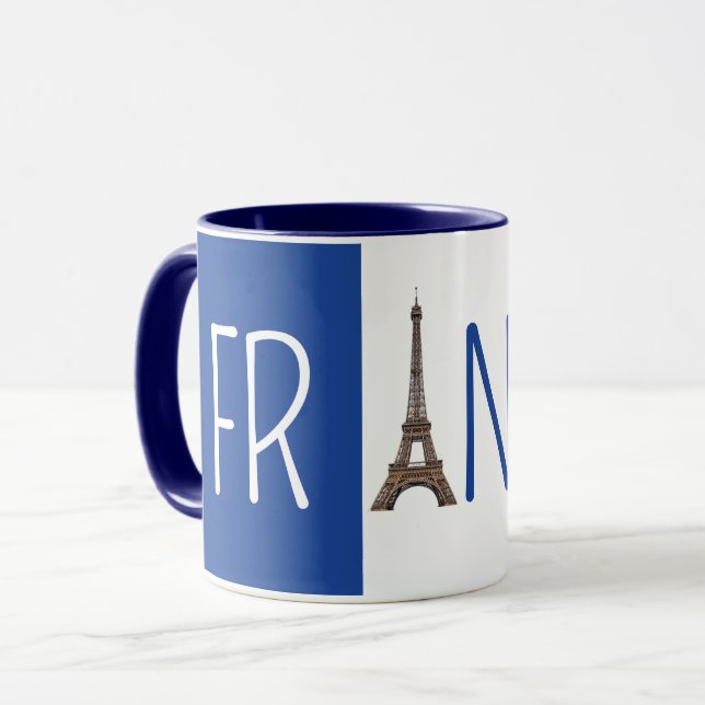 Beautiful France Flag Mug version Eiffel Tower Tasse (Vorderseite Links)