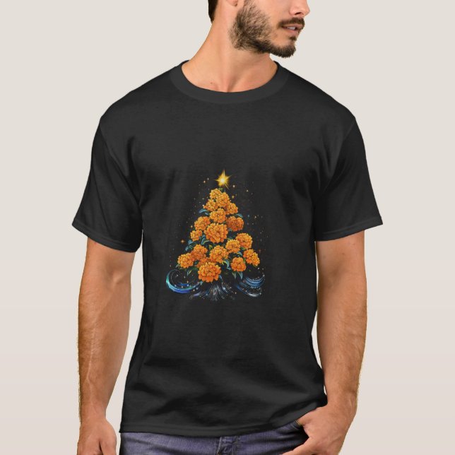 Beautiful French Marigold Christmas Tree Xmas Star T-Shirt (Vorderseite)