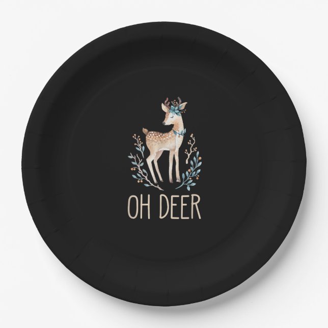 Beautiful Funny Deer Oh Deer Modern Design  Pappteller (Vorderseite)