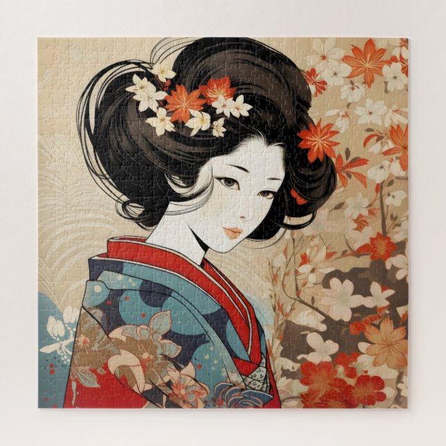 Beautiful Geisha japanische Kultur Puzzle (Vertikal)