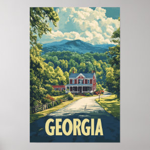 Beautiful Georgia USA Vintag Illustration Travel Poster