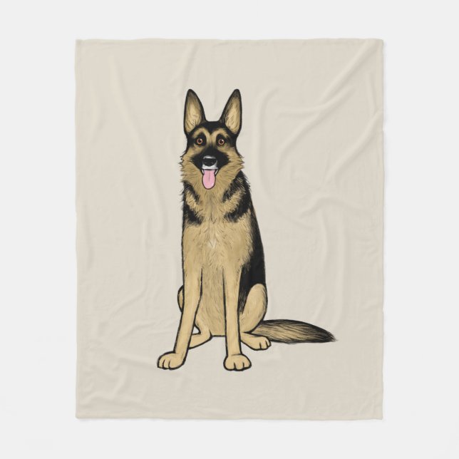 Beautiful German Shepherd Dog | Cartoon Pet Art Fleecedecke (Vorderseite)