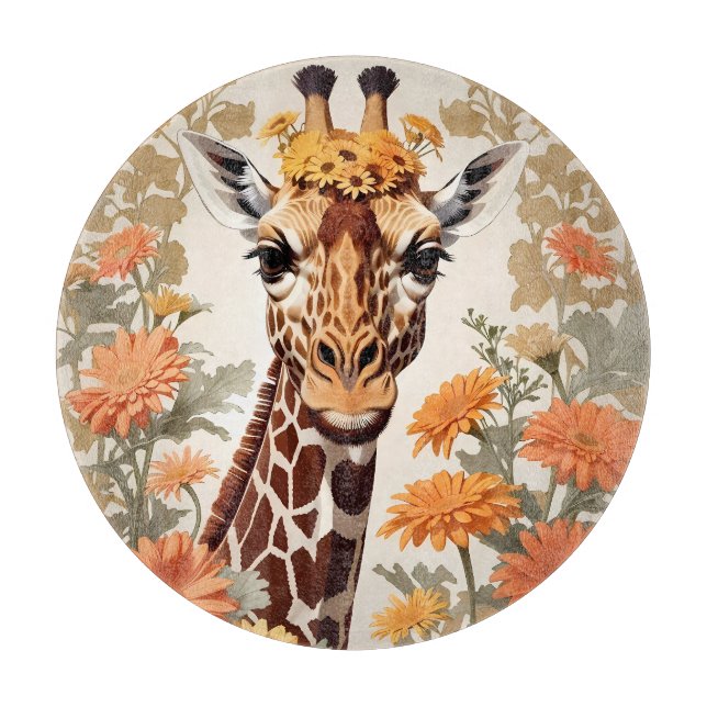 Beautiful Giraffe und Gerbera Daisy Blume Schneidebrett (Vorderseite)