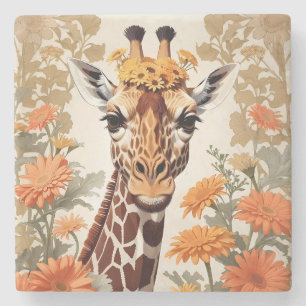 Beautiful Giraffe und Gerbera Daisy Blume Steinuntersetzer