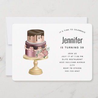 Beautiful Glam Party Cake Geburtstag Einladung