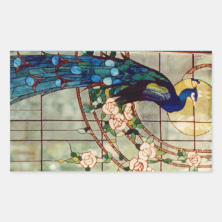 Beautiful Glass Peacock Rechteckiger Aufkleber