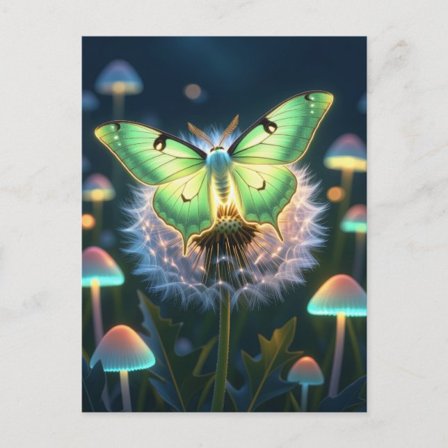 Beautiful Glows Luna Moth Postkarte (Vorderseite)