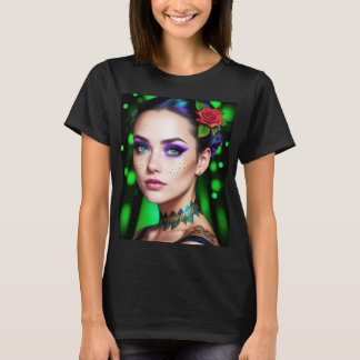 Beautiful goddeß of the forest with green eyes T-Shirt