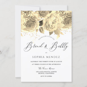 Beautiful Gold Brautparty Brunch Bubbly Einladung