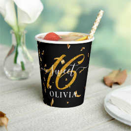 Beautiful Gold Confetti Sweet 16 Sechzehn Papier C Pappbecher