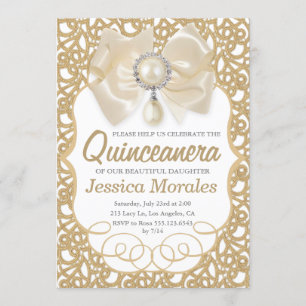 Beautiful Gold Quinceanera Feier Einladung