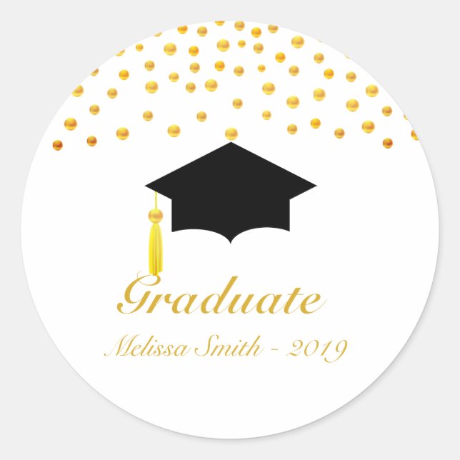 Beautiful Golden Confetti Graduate Sticker (Vorderseite)