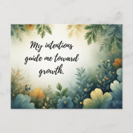Beautiful Green Botanical Self-Growth Affirmation Postkarte