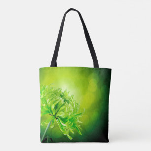 Beautiful Green Chrysanthemum Blume Tote Tag
