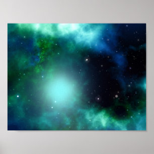 Beautiful Green Nebula filled with Stars Poster