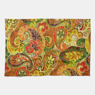 Beautiful Green Paisley Floral Pattern Handtuch