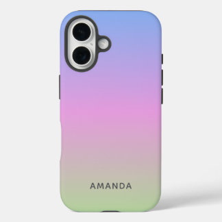 Beautiful Green Pink Blue Ombre Personalized iPhone 16 Hülle