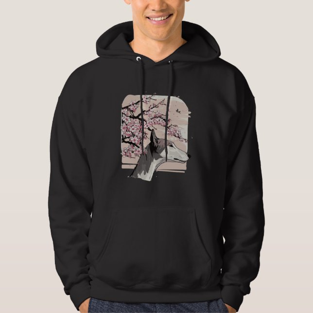 Beautiful Greyhound Cherry Blossom Dog Breed Japan Hoodie (Vorderseite)