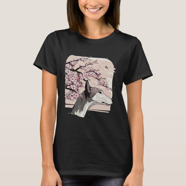 Beautiful Greyhound Cherry Blossom Dog Breed Japan T-Shirt (Vorderseite)