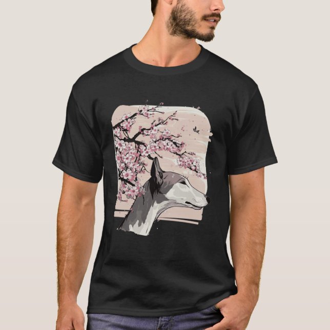 Beautiful Greyhound Cherry Blossom Dog Breed Japan T-Shirt (Vorderseite)