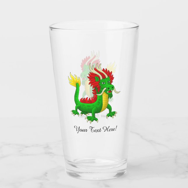 Beautiful Hand Drawn Chinese Dragon Glas (Vorderseite)