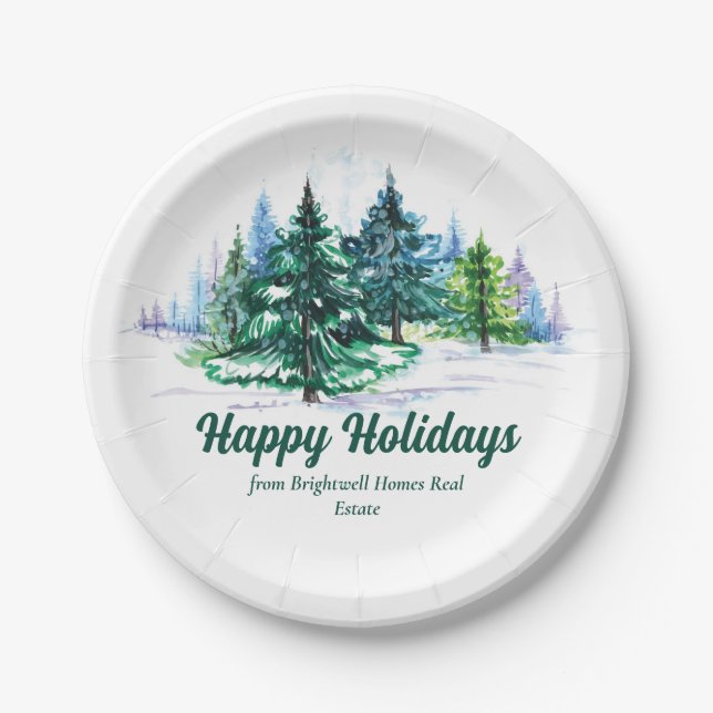 Beautiful Happy Holidays Custom Christmas Party Pappteller (Vorderseite)