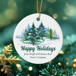 Beautiful Happy Holidays Custom Company Christmas Keramik Ornament