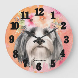 Beautiful Havanese Dog Große Wanduhr
