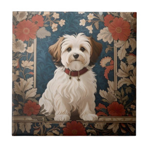 Beautiful Havanese Dog William Morris Floral Fliese