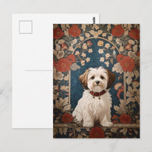 Beautiful Havanese Dog William Morris Floral Postkarte