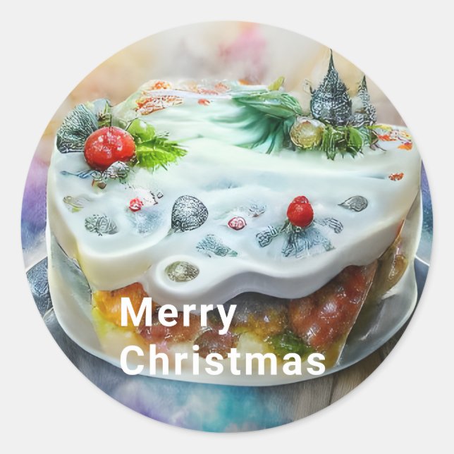 Beautiful Holiday Cake Christmas Food Runder Aufkleber (Vorderseite)