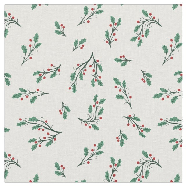 Beautiful Holly Seamless Christmas Pattern Stoff (Nahaufnahme)