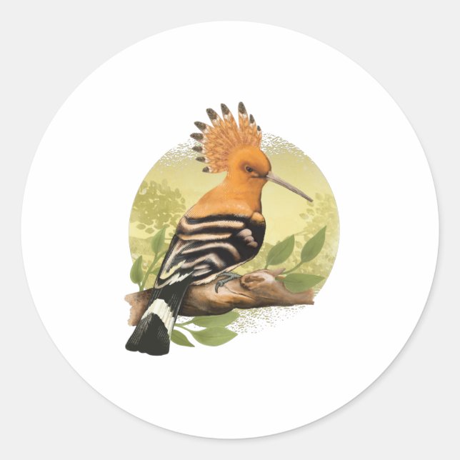 Beautiful Hoopoe For Ornithologists Runder Aufkleber (Vorderseite)