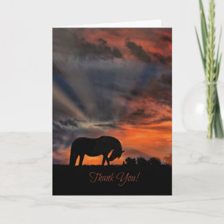 Beautiful Horse and Sunrise Thank You Cards Dankeskarte