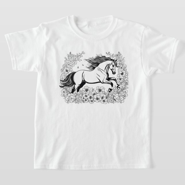 Beautiful Horse & Blume Paint T-Shirt (Ablage )