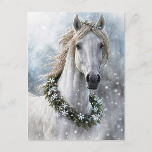 Beautiful Horse Christmas Holiday Seasons Greeting Postkarte (Vorderseite)