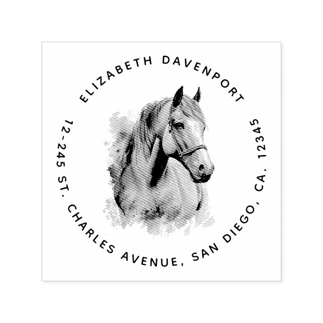 Beautiful Horse Head Portrait Address Permastempel (Design)