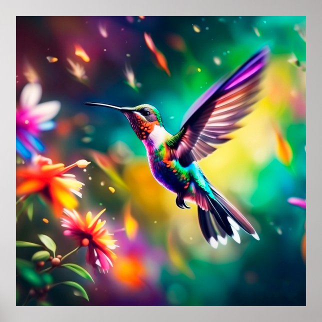 Beautiful Hummingbird in flight  Poster (Vorne)