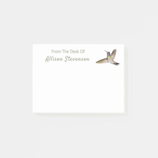 Beautiful Hummingbird Mit Monogramm Post-it Klebezettel (Vorderseite)