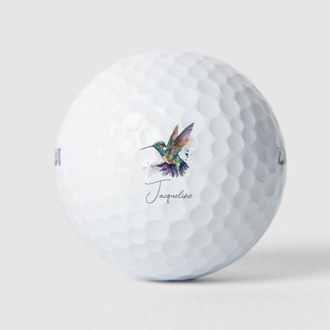 Beautiful Hummingbird Personalisiert Watercolor Golfball (Vorderseite)