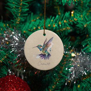 Beautiful Hummingbird Personalisiert Watercolor Keramik Ornament