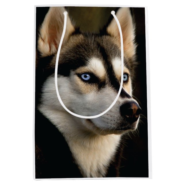 Beautiful Husky Throw Pillow Mittlere Geschenktüte (Vorderseite)