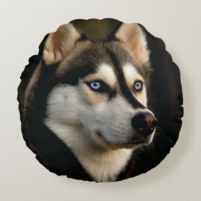 Beautiful Husky Throw Pillow Rundes Kissen (Vorderseite)