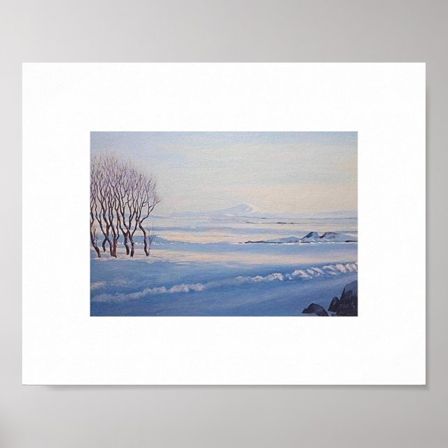 Beautiful Icelandic winter landscape painting art  Poster (Vorne)