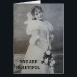 BEAUTIFUL INSIDE AND OUT VINTAGE LADY PINK WHITE<br><div class="desc">Let your wife, girlfriend, Mom, weibliche relative or friend know you think she has a beautiful spirit with this nostalgic birthday card created from an original 1895 fotograph... You may change the font, text, and background color to suit your taste; you may name want to add of the recipient, as...</div>