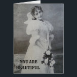 BEAUTIFUL INSIDE AND OUT VINTAGE LADY PINK WHITE<br><div class="desc">Let your wife, girlfriend, Mom, weibliche relative or friend know you think she has a beautiful spirit with this nostalgic birthday card created from an original 1895 fotograph... You may change the font, text, and background color to suit your taste; you may name want to add of the recipient, as...</div>