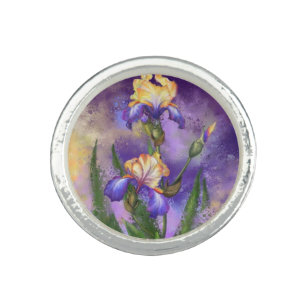 Beautiful Iris Blume - Malerei Ring