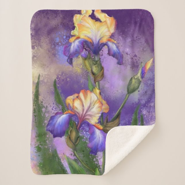 Beautiful Iris Blume - Malerei Sherpadecke (Vorderseite)