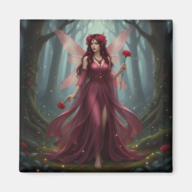 Beautiful January Garnet Fairy Magnet (Vorne)